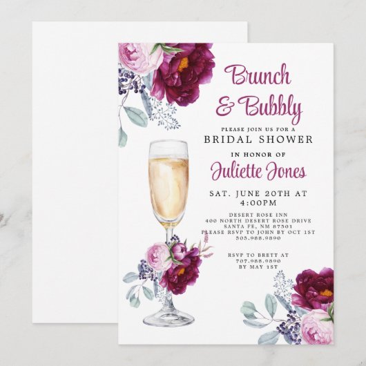 Brunch und Brautdusche Einladung (Vorne/Hinten)