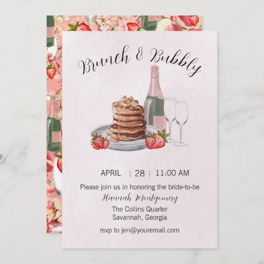 Brunch und Brautdusche Einladung (Vorne/Hinten)