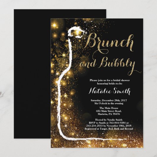 Brunch und Brautdusche Einladung (Vorne/Hinten)