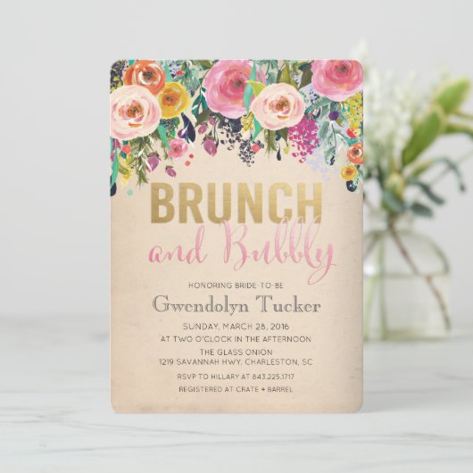 Brunch und Brautdusche Einladung (Stehend Vorderseite)