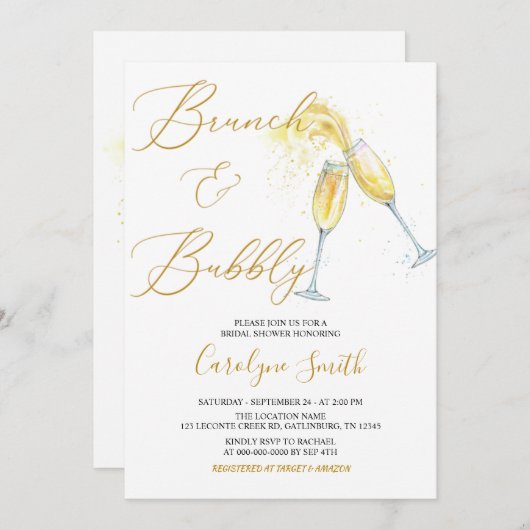 Brunch und Brautdusche Einladung (Vorne/Hinten)