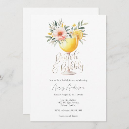 Brunch und Brautdusche Einladung (Vorne/Hinten)