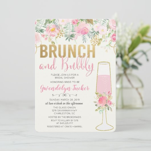 Brunch und Brautdusche Einladung (Stehend Vorderseite)