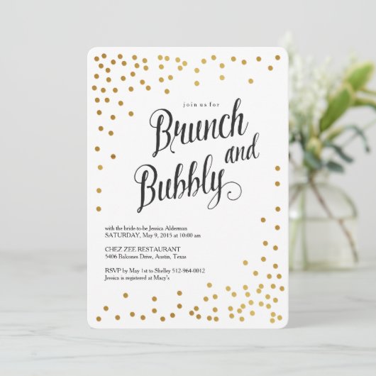 Brunch und Brautdusche Einladung (Stehend Vorderseite)