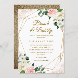 Brunch und Bubble aus geometrischem Brautparty Einladung