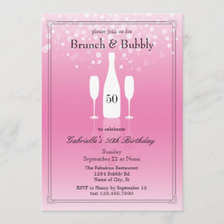 Brunch und Bubble Birthday Einladung
