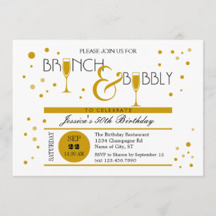 Brunch und Bubble Birthday Einladung