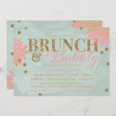 Brunch und Bubble Glitzer Wasserfarbendusche Einla Einladung (Vorne/Hinten)