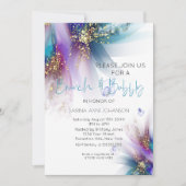 Brunch und Bubbly Aquamarin Lila Abstrakt Einladung (Vorderseite)