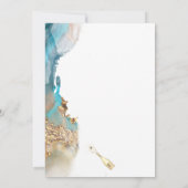 Brunch und Bubbly Aquamarin und Gold Abstrakt Einladung (Rückseite)