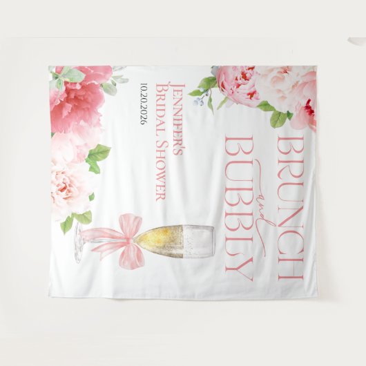 Brunch und Bubbly | Backdrops des Brautparty Bow Wandteppich (Vorderseite (Horizontal))