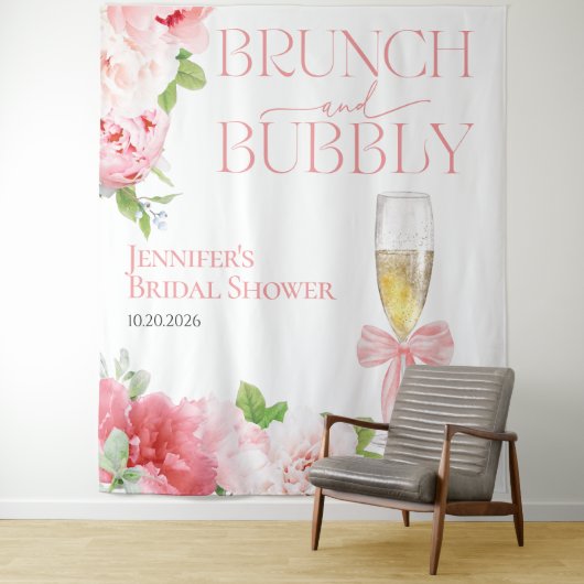 Brunch und Bubbly | Backdrops des Brautparty Bow Wandteppich (Beispiel)
