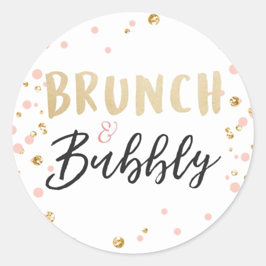 Brunch und Bubbly bevorzugen das Brautparty pink Runder Aufkleber (Vorderseite)