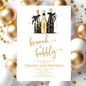 Brunch und Bubbly Black Gold Birthday Brunch Party Einladung