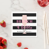 Brunch und Bubbly Black/White Strip | Rosa Serviette (Beispiel)