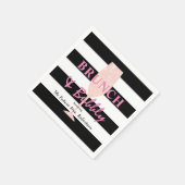 Brunch und Bubbly Black/White Strip | Rosa Serviette (Ecke)