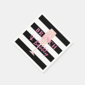 Brunch und Bubbly Black/White Strip | Rosa Serviette (Ecke)