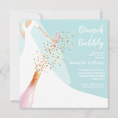 Brunch und Bubbly Blue Brautparty Einladung (Vorderseite)
