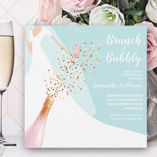 Brunch und Bubbly Blue Brautparty Einladung