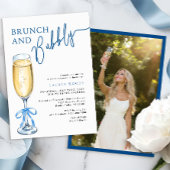 Brunch und Bubbly Blue Brautparty laden ein Einladung