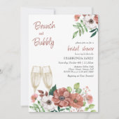 Brunch und Bubbly Blume Brautparty Einladung (Vorderseite)