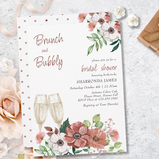 Brunch und Bubbly Blume Brautparty Einladung