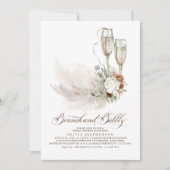 Brunch und Bubbly Boho Pampas Grass Brautparty Einladung (Vorderseite)