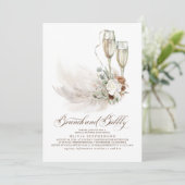 Brunch und Bubbly Boho Pampas Grass Brautparty Einladung (Stehend Vorderseite)