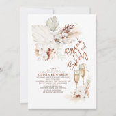 Brunch und Bubbly Boho Pampas Grass Brautparty Einladung (Vorderseite)