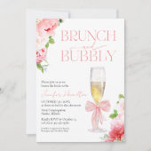 Brunch und Bubbly | Bow Watercolor-Brautparty Einladung (Vorderseite)