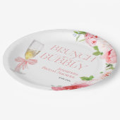 Brunch und Bubbly | Bow Wild Garden Brautparty Pappteller (Schrägansicht)