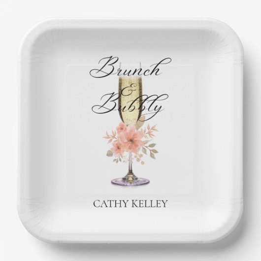 Brunch und Bubbly Brautparty 9" Pappteller (Vorderseite)