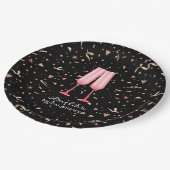 Brunch und Bubbly Brautparty Black Pappteller (Schrägansicht)