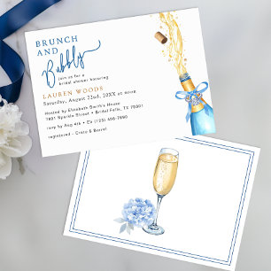 Brunch und Bubbly Brautparty Blue Champagne Pop Einladung