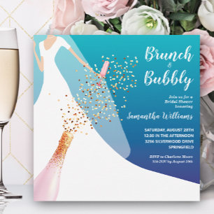 Brunch und Bubbly Brautparty Blue Einladung