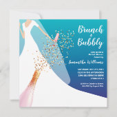 Brunch und Bubbly Brautparty Blue Einladung (Vorderseite)