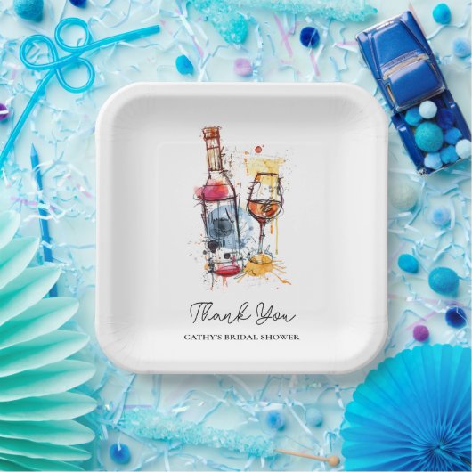 Brunch und Bubbly Brautparty Champagne 9"Square Pappteller (Party)