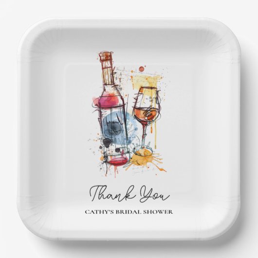 Brunch und Bubbly Brautparty Champagne 9"Square Pappteller (Vorderseite)