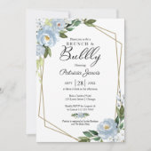 Brunch und Bubbly Brautparty Dusty Blue Floral Einladung (Vorderseite)