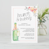 Brunch und Bubbly Brautparty Einladung (Stehend Vorderseite)