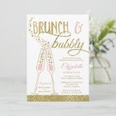Brunch und Bubbly Brautparty Einladung, Imitate Go Einladung (Stehend Vorderseite)