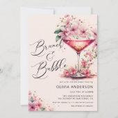 Brunch und Bubbly Brautparty Floral Einladung (Vorderseite)