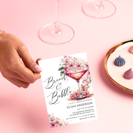 Brunch und Bubbly Brautparty Floral Einladung