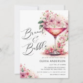 Brunch und Bubbly Brautparty Floral Einladung (Vorderseite)