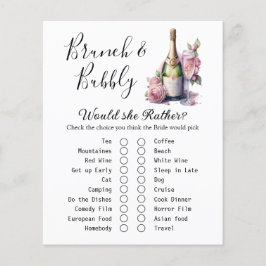 Brunch und Bubbly Brautparty Game Card