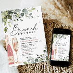 Brunch und Bubbly Brautparty Greenery Rustikal Einladung<br><div class="desc">Das Design umfasst eine Mischung aus rustikalen Aquarellpflanzen, die aus Eukalyptus, botanischen Olivenzweigen und vielem mehr besteht. Das elegante Blattwerk ist in verschiedenen Salbei-, Smaragd- und Hellgrün-Tönen gestaltet. Eine Flasche Champagner in Aquarellfarbe und eine goldene rosa Flasche ergänzen das Thema. Anzeigen der entsprechenden Auflistung auf dieser Seite oder Kopieren/Einfügen des...</div>