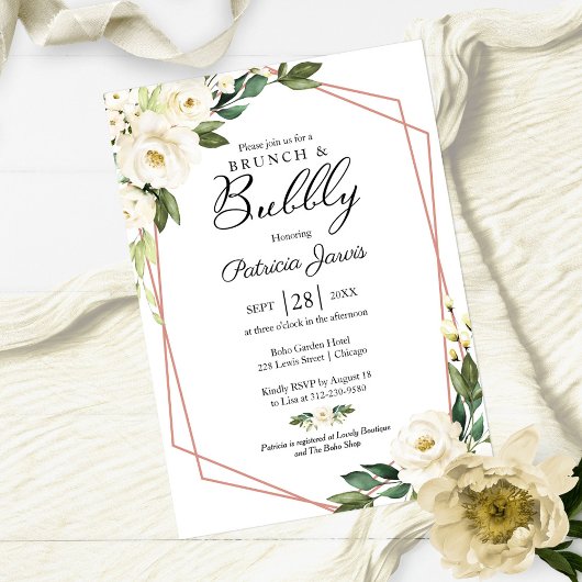 Brunch und Bubbly Brautparty Grünpflanzen Floral I Einladung