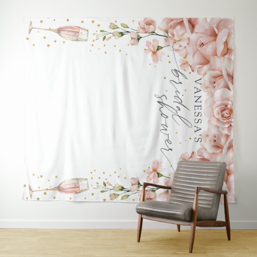 Brunch und Bubbly Brautparty im Hintergrund Wandteppich (Beispiel (Horizontal))