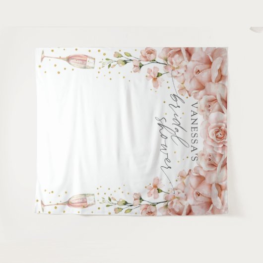 Brunch und Bubbly Brautparty im Hintergrund Wandteppich (Vorderseite (Horizontal))