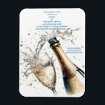 Brunch und Bubbly Brautparty Magnet<br><div class="desc">Brunch und Bubbly Brautparty. Ein wunderschön illustriertes Bild einer Champagnerflasche,  die in ein Kristallglas gegossen wird. Der Champagner ist bläserig und die Glitzern im Licht,  mit Tröpfchen von Flüssigkeit,  die herumschwirren,  schaffen eine dynamische und fröhliche Atmosphäre.</div>